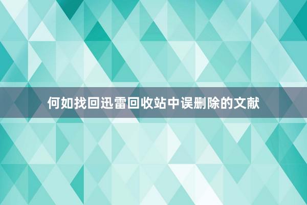 何如找回迅雷回收站中误删除的文献