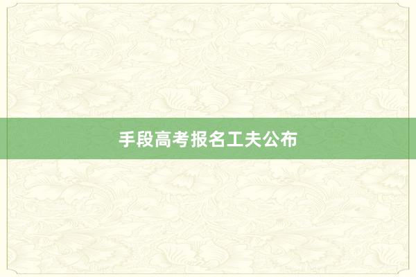 手段高考报名工夫公布