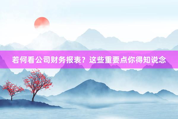 若何看公司财务报表？这些重要点你得知说念